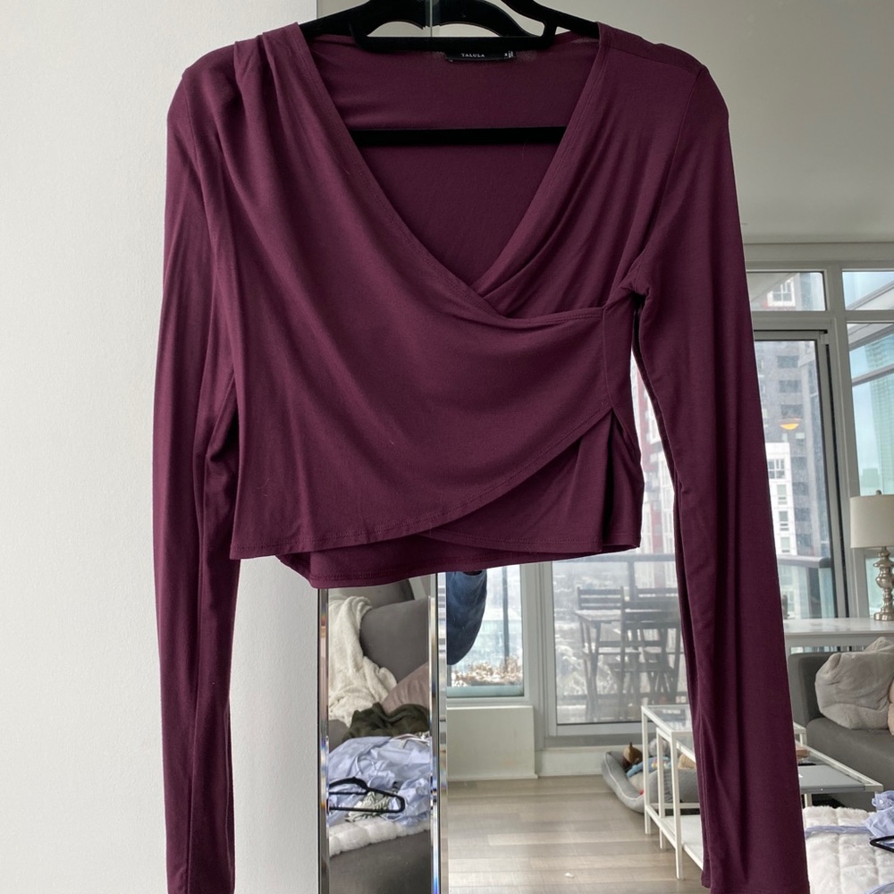 Aritzia Flavia Plum Cropped Long Sleeve